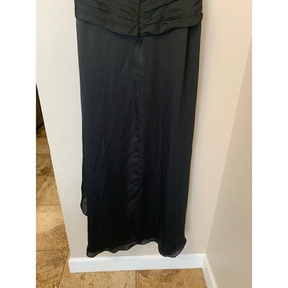 Jade Couture Black Maxi Long One Shoulder Rouched Chiffon Formal Dress Size 8 - Picture 6 of 11
